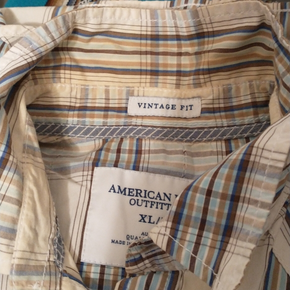 American Eagle Plaid Short Sleeves Shirt XL Cotton - Picture 10 of 11